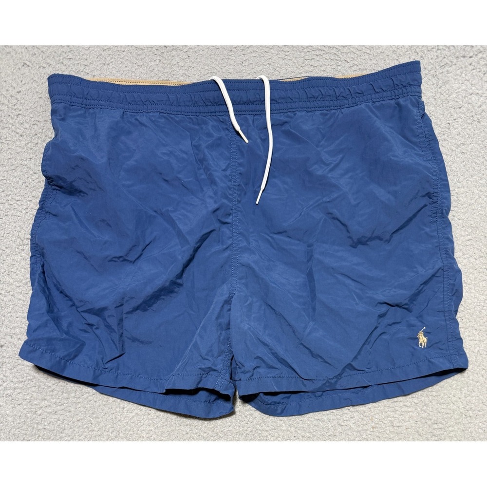 Vintage Polo Ralph Lauren Nylon Swimming Lined Trunks Shorts Navy Mens Size XL